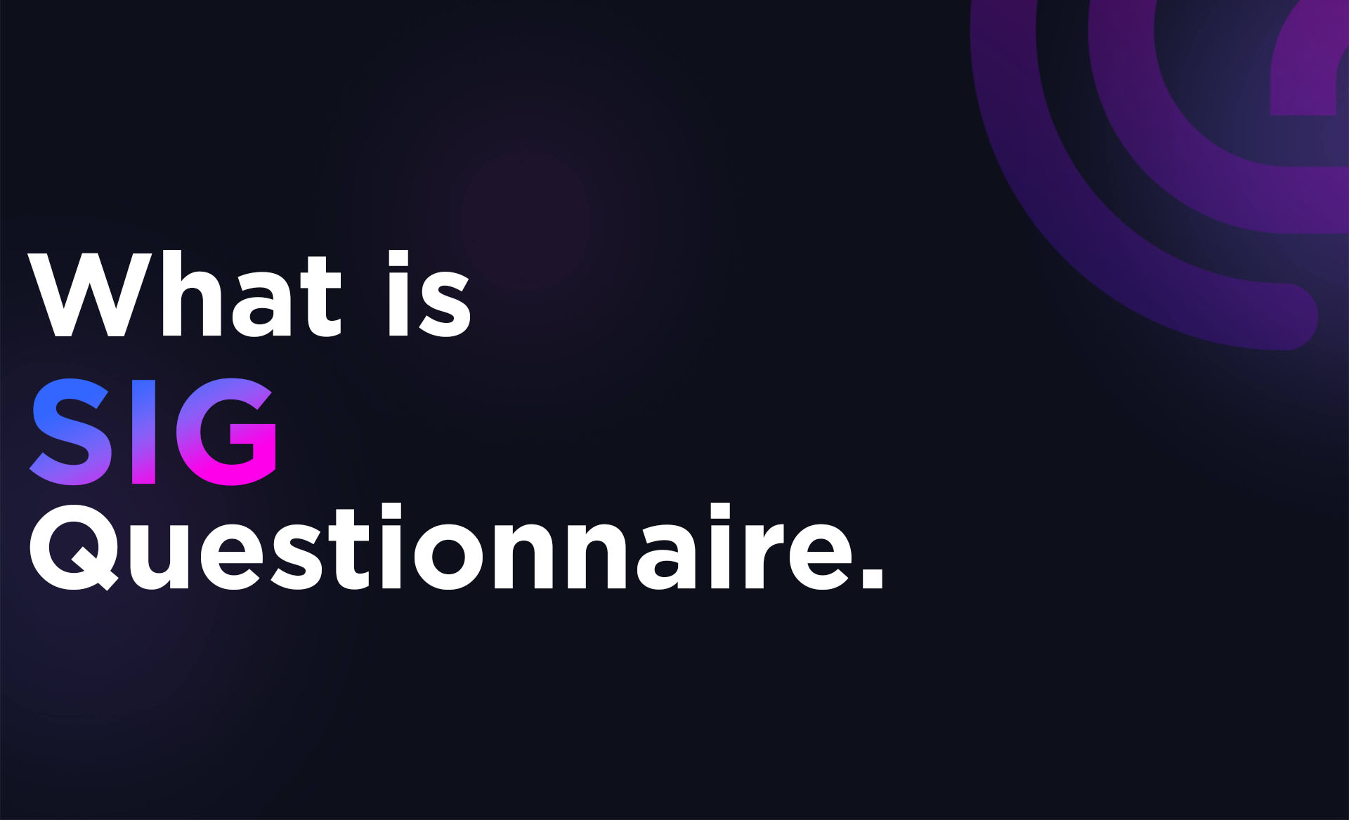 What is SIG Questionnaire?